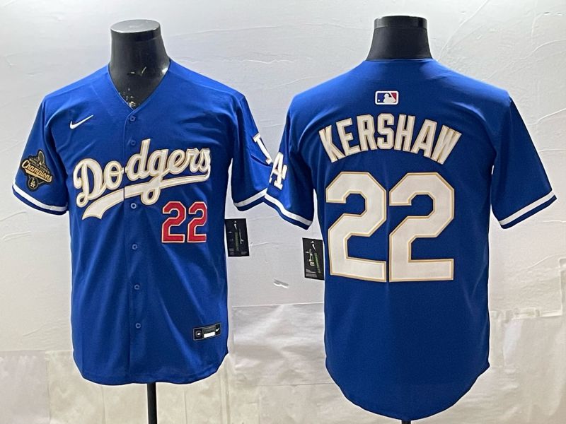 2026 Men Nike Los Angeles Dodgers #22 Kershaw Blue gold Game MLB Jersey 003